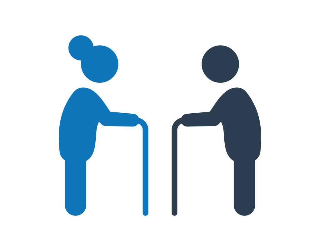 Image vectorielle de deux silhouettes avec leur canne